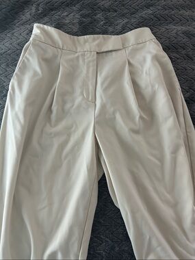 Ann Taylor Cream Pleated Front Trousers